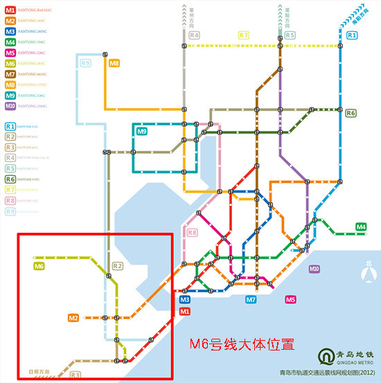 青岛地铁m6号线建设期限为2015-2018年,是一条贯穿黄岛区的l型线路.