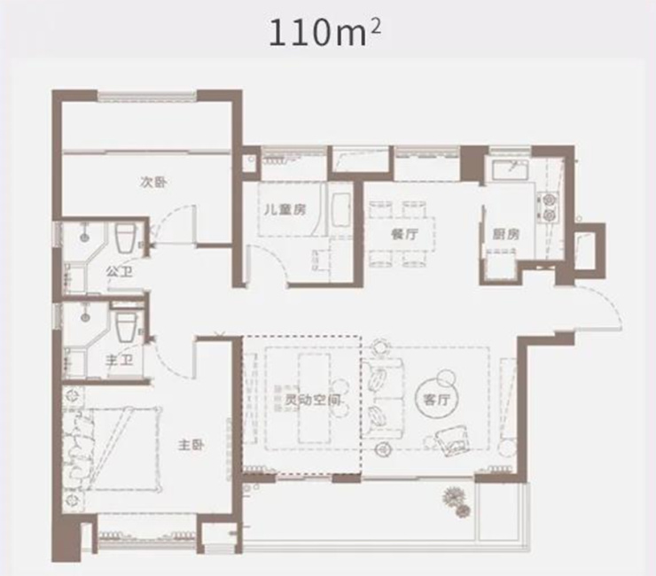 户型),餐厨相邻的科学布局动静分区,互不干扰的完美生活 住宅水晶尚庭