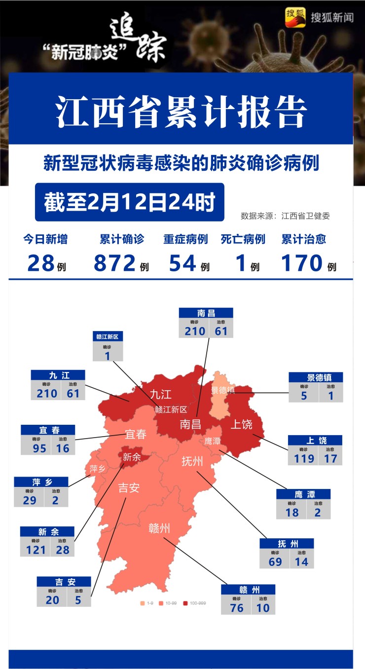 江西新型冠状病毒肺炎疫情地图实时更新