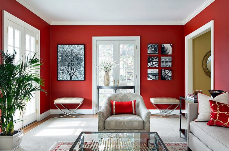 如果你有一个红色墙面却不知道该搭什么颜色的家具,可以试试黑色.