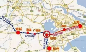 沪苏湖高铁呼啸而至 上海段西起青浦区金泽镇市界,东接虹桥站, 线路全