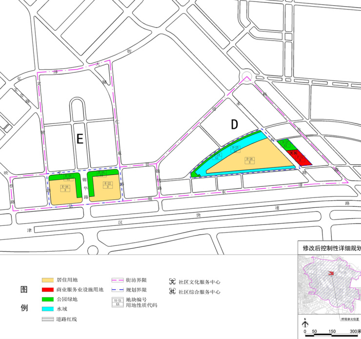 此次最新公示的规划,是东丽区华明示范镇东区d,e街坊控