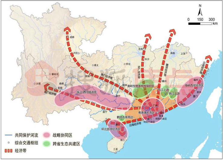 图8 广东省与泛珠三角区域合作空间示意图 完善珠三角粤东