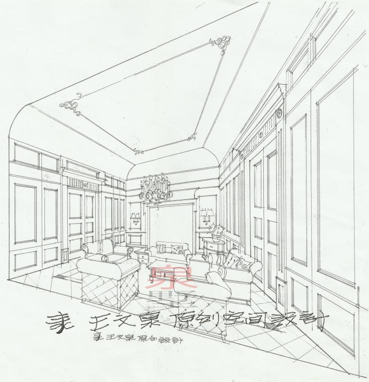 王文泉设计师手绘效果图及别墅室内装修设计作品