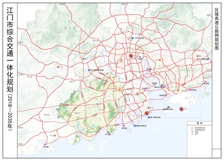 五横:广中江高速及新干线机场高速连接线,深岑高速,中开-开春高速,斗