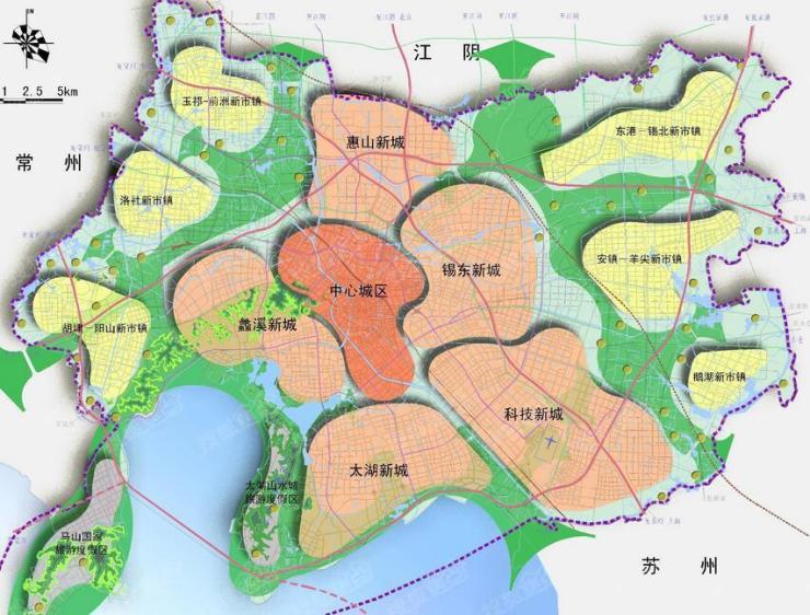 对于区域竞争方面,无锡如今规划的新城有太湖新城,锡东新城,沪宁新城