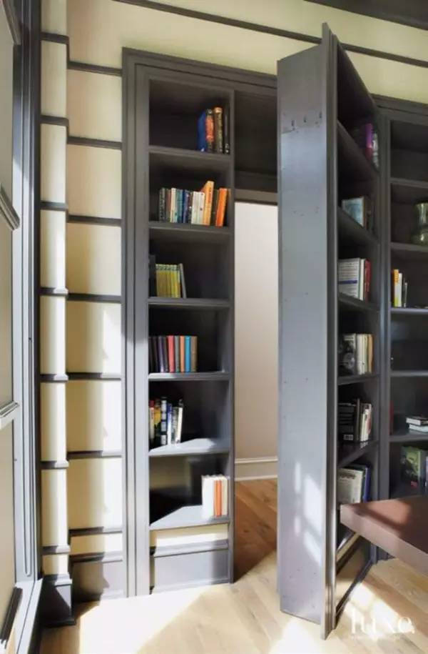 暗门总是充满着神秘感,其中书柜门是最常见的一个暗门设计.