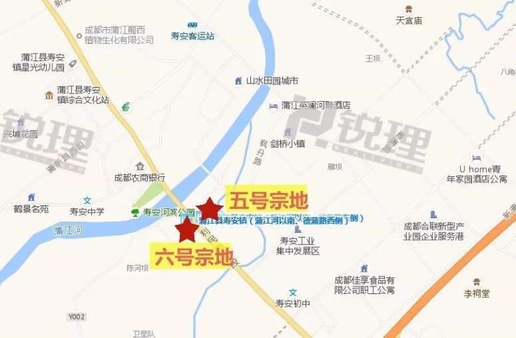 六号宗地位于蒲江县寿安镇(蒲江河以南,德蒲路西侧),为约84亩的住兼