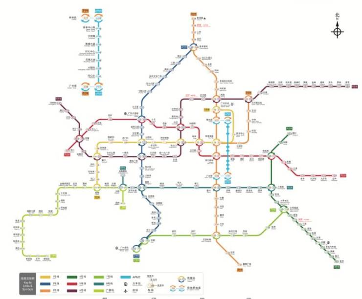 2017年广州广州已开通地铁线路图