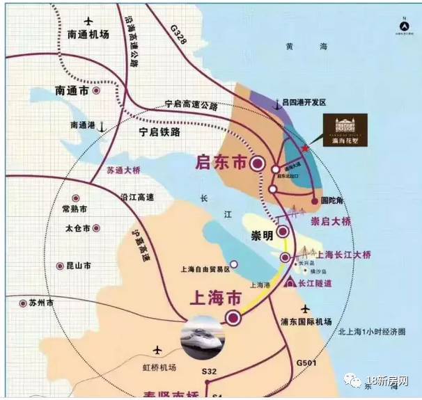 沪崇启高铁直通,一线海景别墅——瀛海花墅