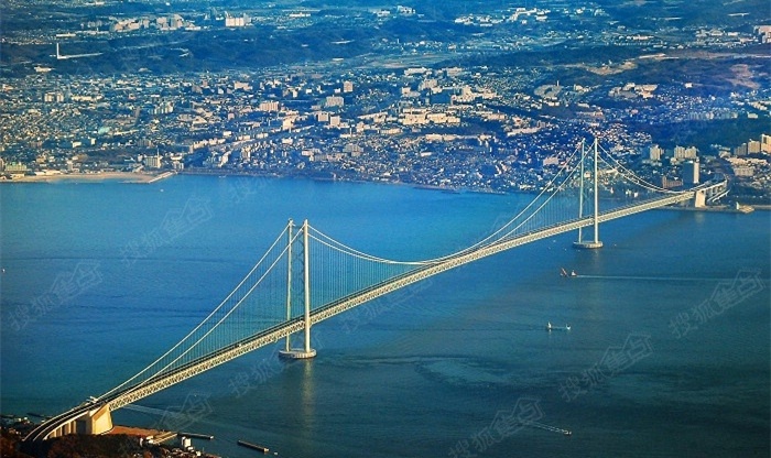 1.世界最长悬索桥:明石海峡大桥,日本神户
