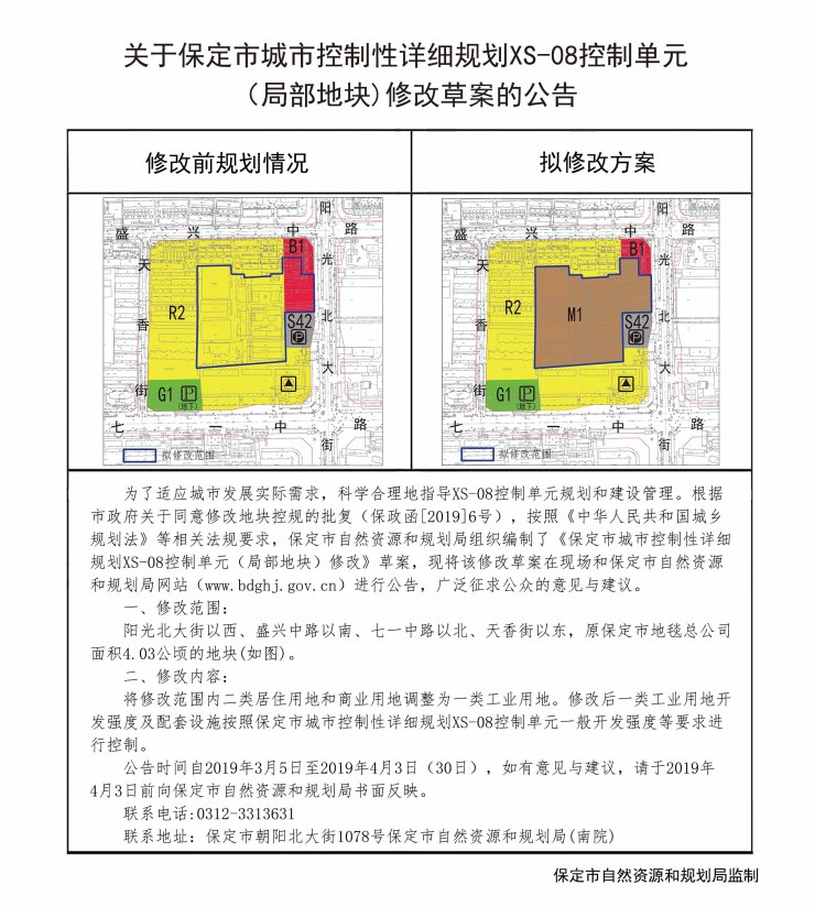 公示丨保定原地毯厂地块由住宅用地修改为工业用地涉及60余亩