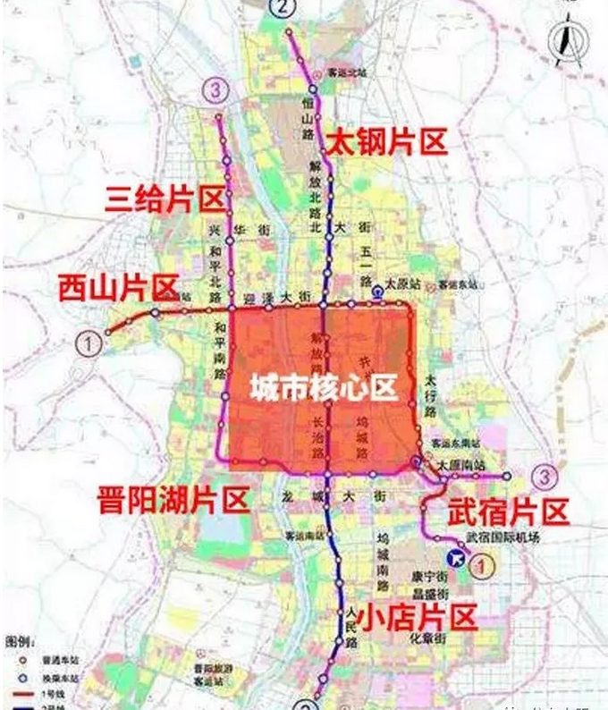 另一方面, 三大支柱线路的外部正好连接了太钢片区,三给片区,西山片区
