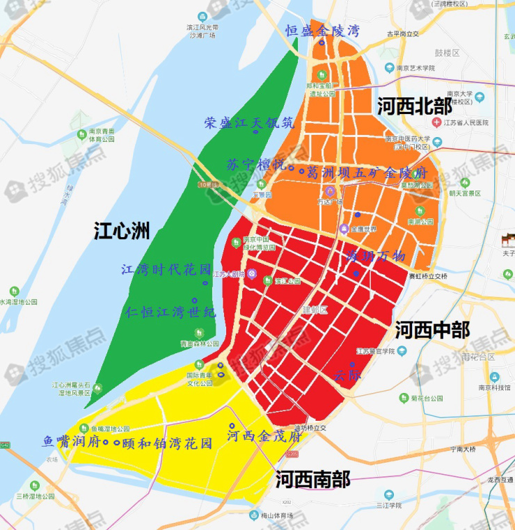 南京河西范围地图图片