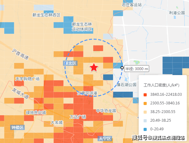 圖:牡丹·三江公館周邊工作人口熱力圖牡丹·三江公館擇址新北高鐵