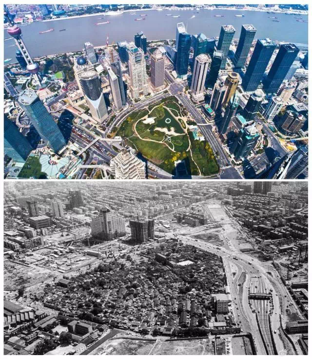 (2017年和1994年上海陆家嘴对比图)