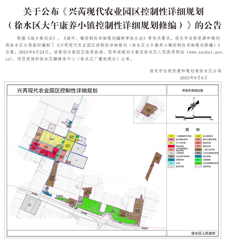 公告丨保定徐水兴芮现代农业园区控制性详细规划方案