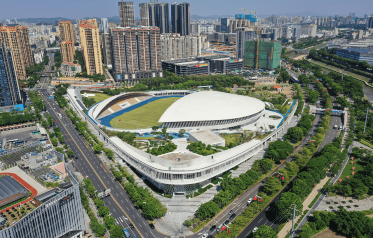 龙华区单体量最大的文化体育场馆龙华文体中心.