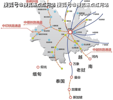 中缅印"五条出境铁路,以及成昆,渝昆和滇藏等八条出省铁路,以实现内连