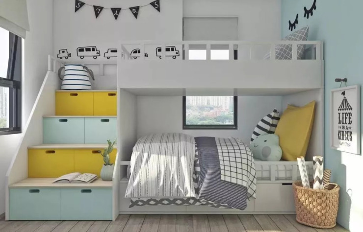 要二胎家里双胞胎你家的儿童双人房其实可以这样设计