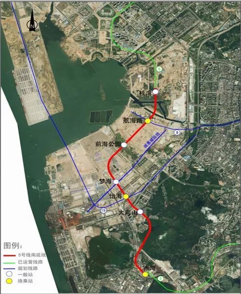 4,轨道5号线南延段:赤湾,荔湾,铁路公园,妈湾,前湾公园,前湾,桂湾;3