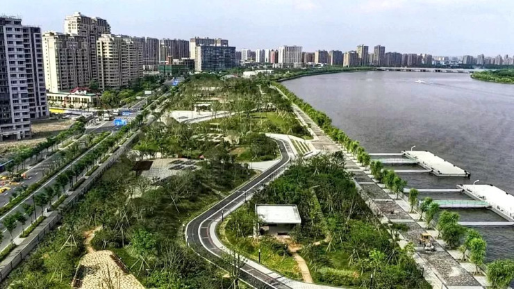 这个14万平方米的宁波最大滨江体育公园正式建成1600米长樱花大道各式